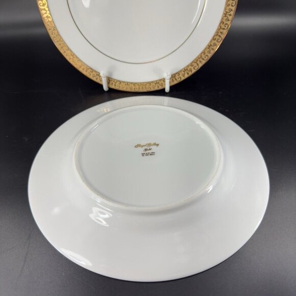 Royal Gallery Gold Dish Plates Macy 1991 Porcelain Made In Sri Lanka Set 2 VTG - Picture 8 of 9